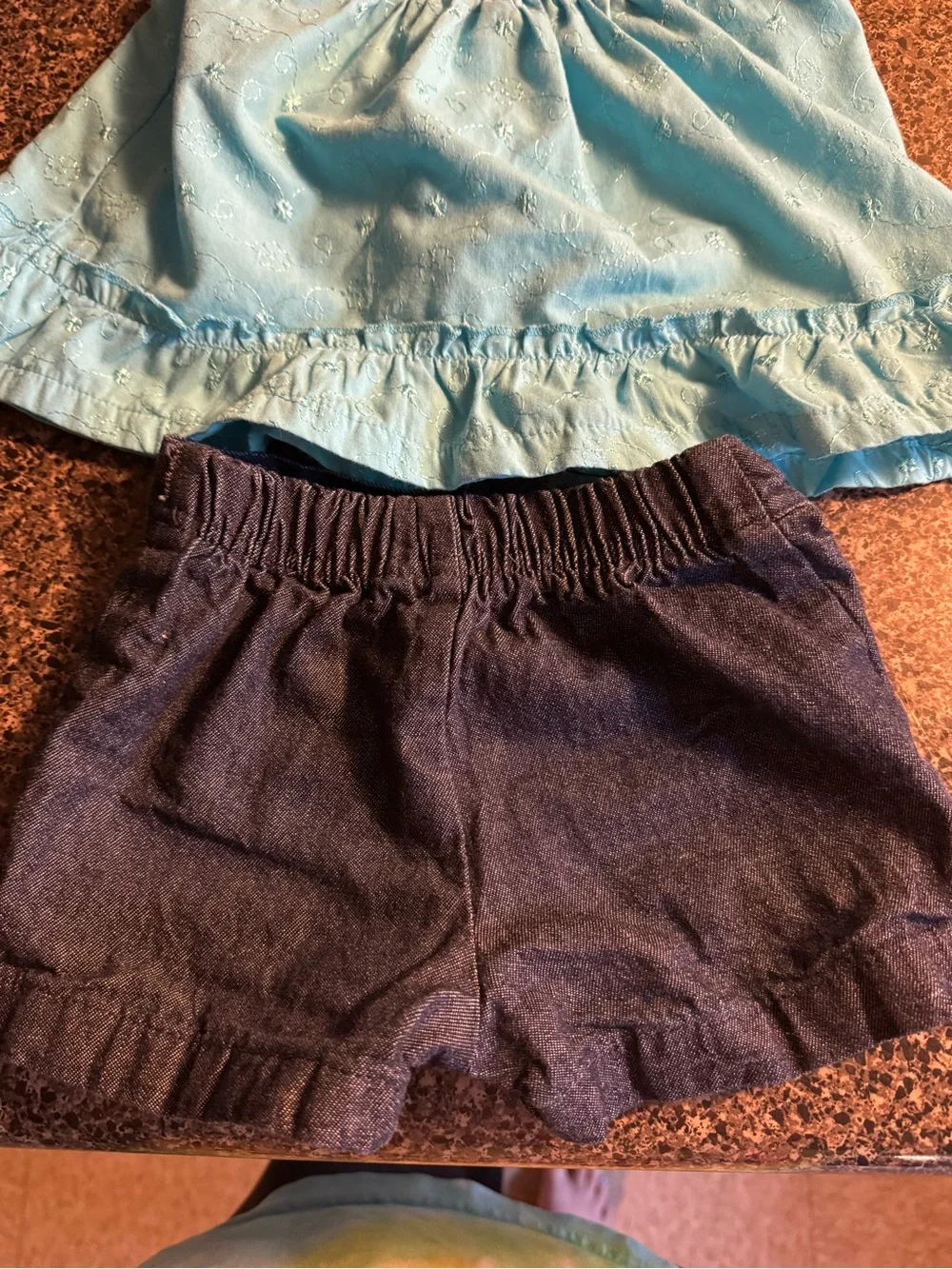 VTG Park Bench Kids Blue Halter Top and Navy Knit Shorts Sz 2T